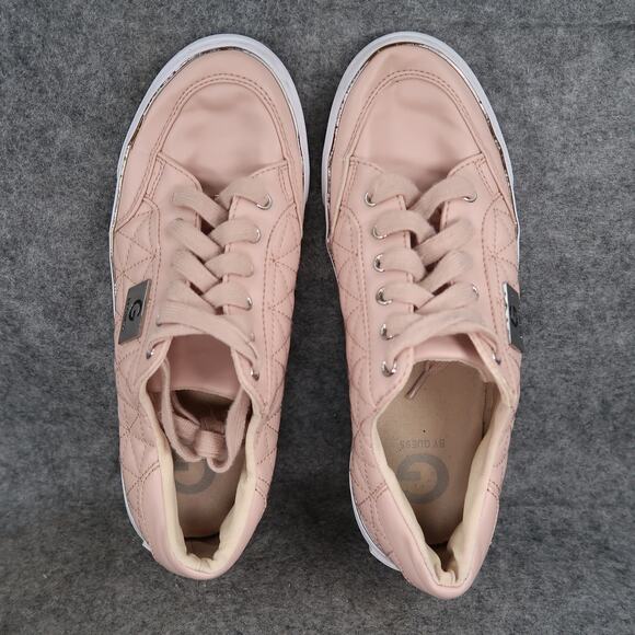 G by Guess Shoes Womens 8 Casual Sneaker Quilted Pink Lace Up Flat Fashion Logo - Picture 7 of 12